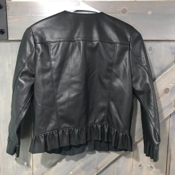 zara basic • cropped faux leather jacket • small - Picture 4 of 7